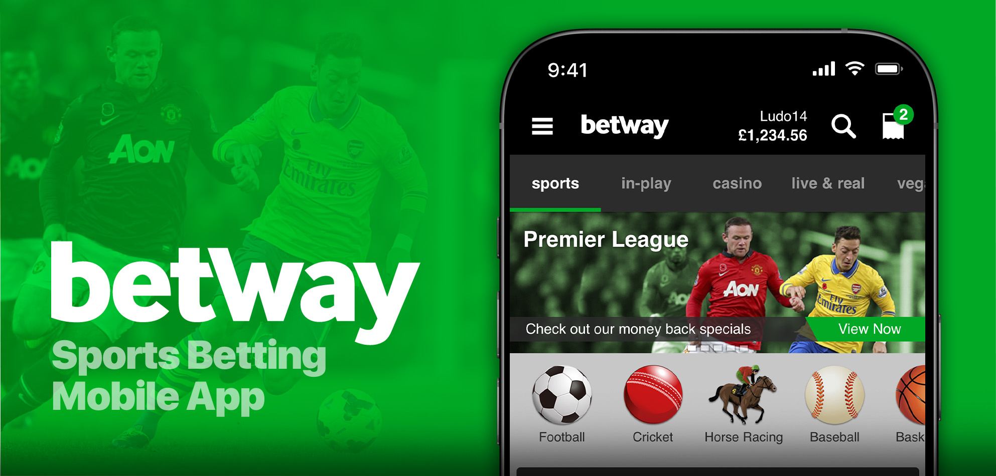 Betway Sports mobile sportsbook hero screen