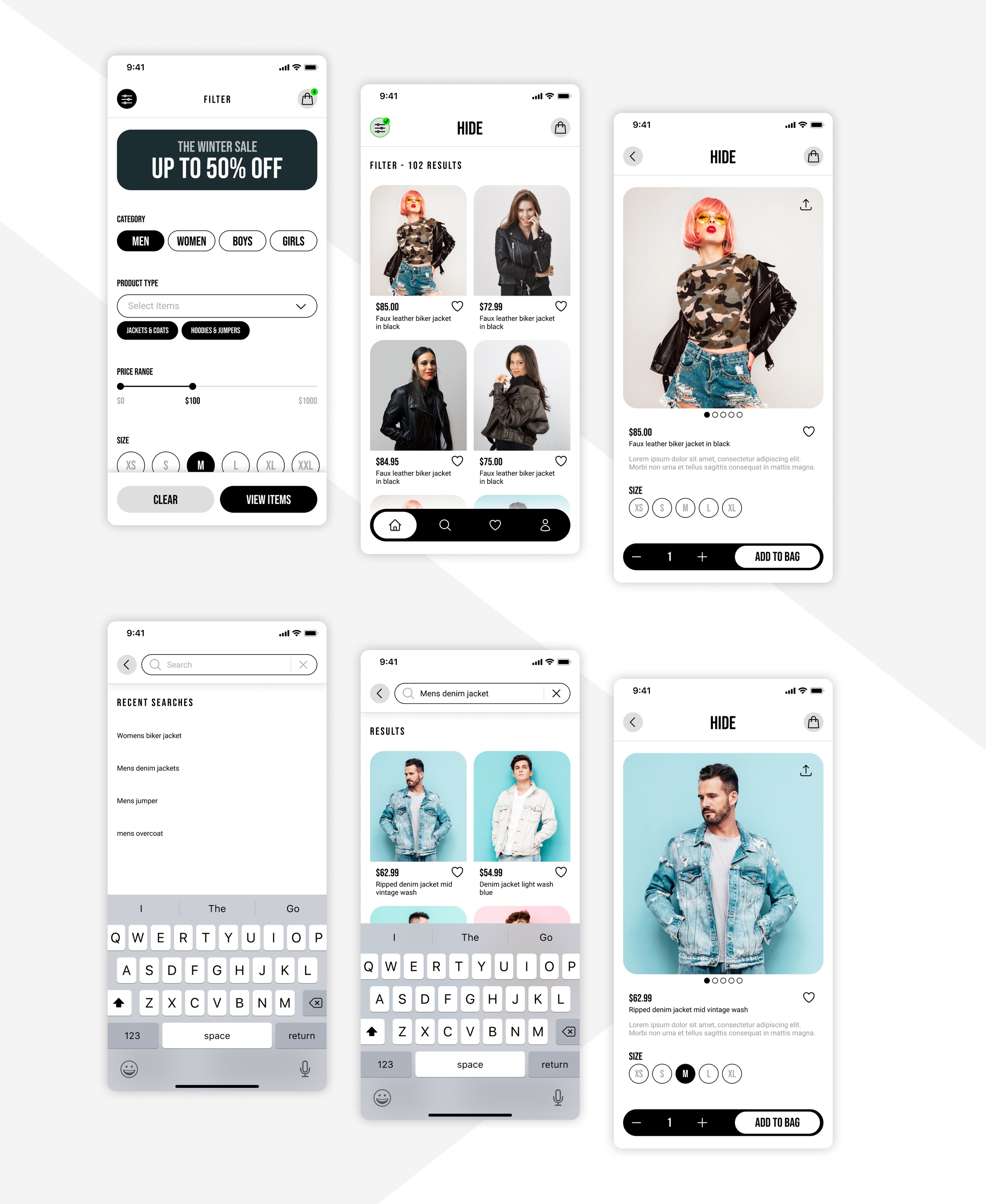 Hide Clothing product detail page concept