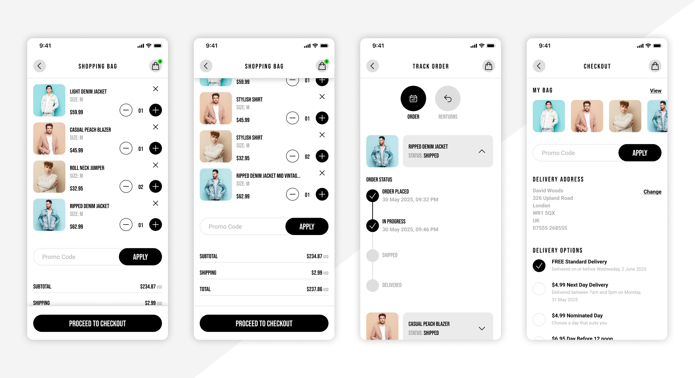 Hide Clothing bag and checkout flow concept
